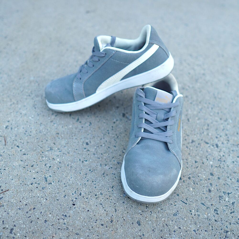 Puma Iconic Suede Grey Low Womens Size 9.5 Composite Toe Work Safety Shoes